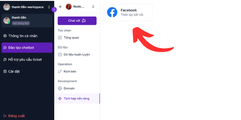 tích hợp AI chatbot Preny vào fanpage Facebook